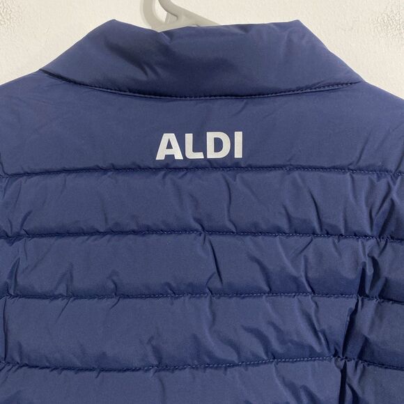 ALDI GEAR 2025 Men's L Blue Quilted Puffer Vest Pockets Logo Sleeveless NEW - Picture 9 of 9